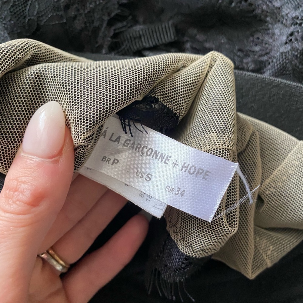 A La Garconne- Black Lace Mini Crop Top With Satin Back — image 5 of 6